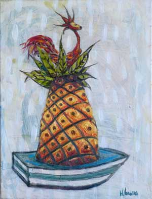 Hans Vergara-On a boat with his pineapple